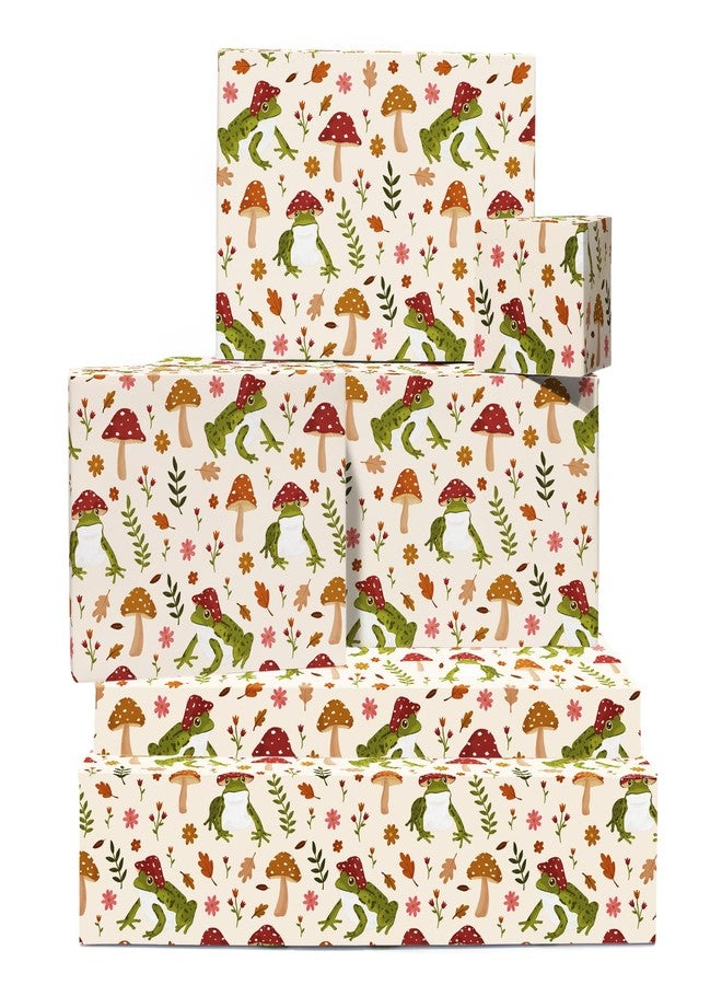 CENTRAL 23 Funny Wrapping Paper - Frogs, Mushrooms, Fun - 6 Sheets of Giftwrap for All Ages Family Friends - All Occasion Birthday - Comes With Stickers - Image 1